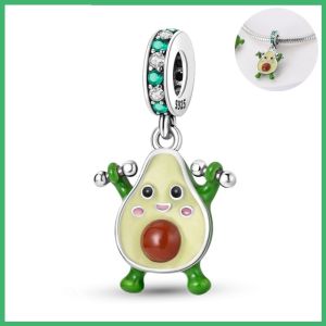 Mặt Dây Chuyền Bạc 925 Sterling Hình Dâu Tây Bơ Với Đá Cubic Zirconia Dùng Làm Phụ Kiện Tự Chế Vòng Tay Vòng Cổ Trang Sức Chủ Đề Đồ Ăn Cổ Điển Quà Tặng Dành Cho Phái Nữ