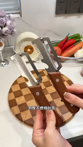 3-in-1 Vegetable Peeler with Wooden Handle and Bottle Opener Multi-Functional Vegetable Peeler for Kitchen
