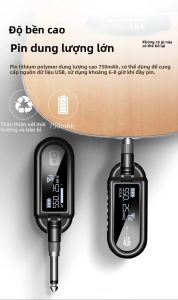 M02 Bộ Thu Và Phát Đàn Guitar Không Dây UHF Tần Số Có Thể Điều Chỉnh Có Thể Sạc Lại Khoảng Cách Xa 30 Mét Bộ Chuyển Đổi Micro Cầm Tay Màu Đen