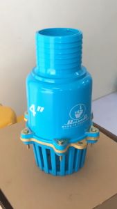 Red Hand ฟุตวาล์ว หัวกระโหลก PVC ลิ้นเหล็ก ขนาด 4 นิ้ว แบบสวม สีฟ้า (6 รูน็อต)