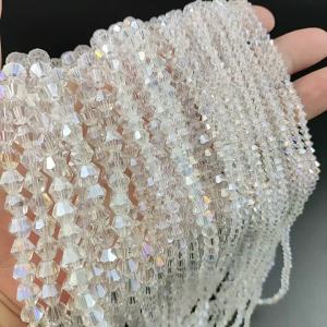 Hạt Pha Lê Áo Hình Bicone Màu Trắng AB Mặt Cắt Nhiều Cạnh Kích Thước 3/4/6/8mm Hạt Rời Dùng Làm Đồ Trang Sức Tự Chế Vòng Tay Vòng Cổ