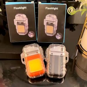 USB Rechargeable Plasma Electric Torch With LED Light Flashlight Transparent Waterproof