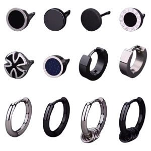 Titanium Steel Ear Cuff Non Allergic Mens Simple Cross Trendy Mens Ear Jewelry Sweet Style Floral Pattern Fashion Accessories