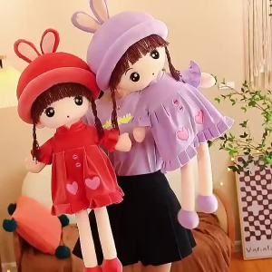 50cm Princess Plush Doll Cute Rabbit Sweetheart Toy Soft Bunny Ears Stuffed Toys Birthday Gift for Girls