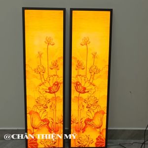 Đèn Hào Quang In Tranh Trúc Chỉ Hoa Sen Bộ Đôi Trang Trí Bàn Thờ Phòng Thờ Treo Tường TC-TD-43