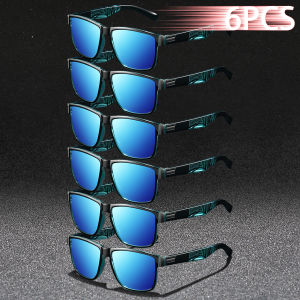 6PCS Fashion Classic Square UV400 Sunglasses Men Women Driving Fishing Colorful Trendy Lightweight Outdoor Goggles