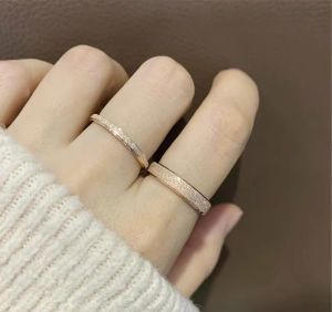 Outlet Store Clearances 18K Gold Rose Gold Matte Finish Luxury Ring Accessory Sand Blasted Ring for Women Fashion Jewelry