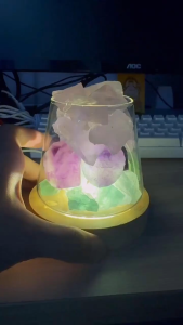 ส่งจากไทย✨หินหอมคริสตัลธรรมชาติ + น้ำหอมกลิ่น ไม่ต้องชาร์จ ฐานโคมไฟ LED พร้อมฐานไม้ โคมไฟตกแต่ง ใช้เป็นของขวัญวันเกิดได้ ของขวัญปีใหม่