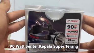 Senter Kepala Jumbo 90w Kawachi LY 390 T- Senter Kepala 90 Watt Super LED Super Terang LY-390T Waterproof Lithium Cas Recas Rechargeable Isi Ulang Tahan Lama 23 Jam Battery 11000 mAh Power Bank Headlight Flash Light Camping Berburu | PLS
