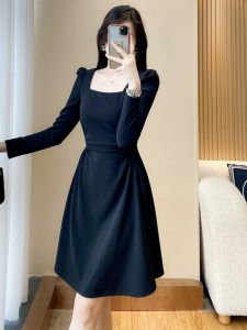 SUYE | Elegant Slimming Black Dress Fall Womens Apparel
