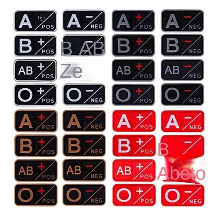 5*2.5CM 3D Blood Group Badge Patch A+ B+ AB+ O+ A- B- AB- O- PVC Rubber ...