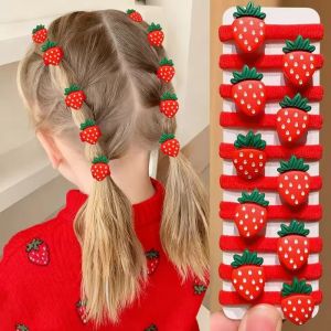 50Pcs Red Strawberry Hair Rope Cute Design High Elastic Headwear for Women Girls Children Festive Styling Hair Accessories Gift