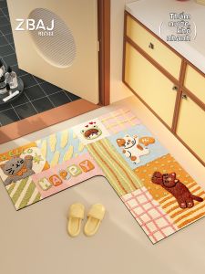 ZHIBAIJIA | Thảm Cửa Hình L Chống Trượt Thấm Nước