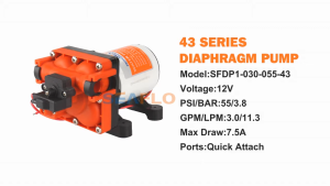 SEAFLO 43 Series DC Diaphragm Pump 12V 24V 3.0 GPM 55 PSI Water Pressure Pump for RV Marine Boat Agriculture