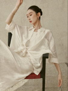 SUSHE | French Vacation Style Semi-transparent Women Summer Shirt & Dress