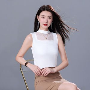 Elegant Black Sleeveless Vest for Women High Quality Fashionable Inner Wear Suit Top Spring Autumn New Style Commute Diamond Detail