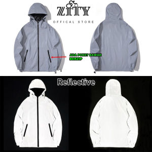 ZITY Mens Jacket Reflective Windbreaker Baju Kalis Air Waterproof Breathable Hoodie