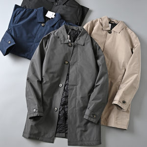 คำสั่งซื้อส่งออกยุโรปสำหรับฤดูใบไม้ร่วงและฤดูหนาวเสื้อคลุมกันลมกันลมกันน้ำหนาพิเศษกันหนาวบุใยฝ้ายความยาวปานกลางแฟชั่นสำหรับผู้ชาย