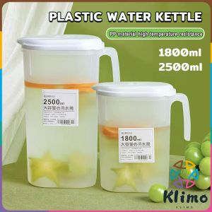 Klimo Plastic Water Kettle Jug with Lid for Cold Water Ice Tea Juice Beer Kitchen 1800ml 2500ml