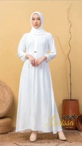 Gamis Putih Polos Mewah Elegan 2025 An Nisa Crinkle Wanita Dewasa Manasik Haji