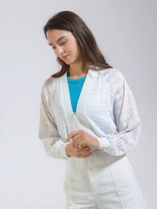 FILA CORE LIFESTYLE HERITAGE Women Woven Cardigan (White)