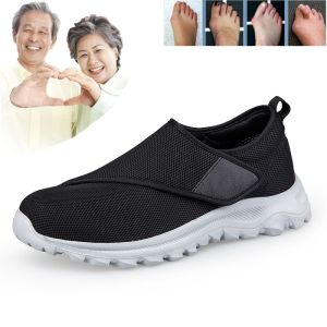 FECHENG Loose Men or women diabetes foot sports shoes suitable for gout foot swelling wide foot deformed foot toe valgus Lightweight breathable Non Slip Hook Loop elderly walking shoes