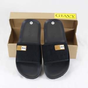 [CHÍNH HÃNG GIAVY] DÉP NAM QUAI NGANG L60 màu đen quai da dập vân sọc đế cao su PHOM NHỎ