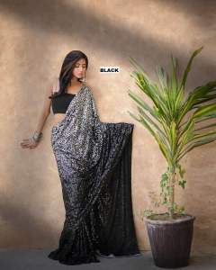 [PRE-ORDER] Actress Style Bollywood BlockBuster Luxury Partywear Sequince Saree With Blouse [DELIVERY TIME 12DAYS]