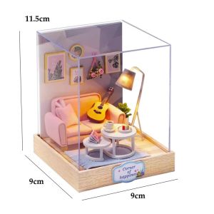 3D Puzzles Mini Wooden Doll House Model Building Toy Home Kit Creative Room Bedroom Decoration With Furniture Toys For Kids Gift