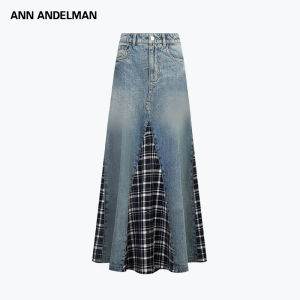 ANN ANDELMAN | Check Patchwork A-line Denim Skirt