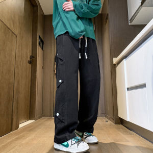 American Style Retro Button Mens Cotton Casual Pants Autumn Season Trendy Brand Straight Leg Long Jeans Youth Leisure Fashion