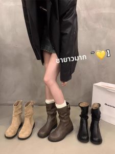 XUJIA | Flat Slimming Womens Autumn Brown Retro Puff Boots
