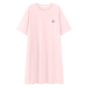 MiiOW | ชุดนอนผู้หญิง MiiOW ผ้าไหมน้ำแข็งฤดูร้อน 2025 ใหม่ ชุดนอนแขนสั้นคอตตอนสีชมพูอ่อน ใส่ไปข้างนอกได้ ชุดอยู่บ้าน