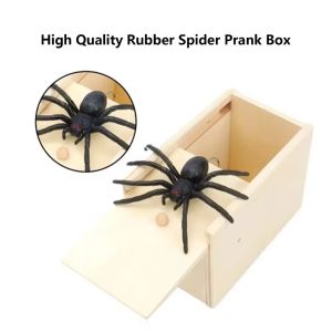 New Arrival Handmade Wooden Prank Box with Hidden Compartments & Surprise Fake Spiders Dual-Purpose Tabletop Storage Organizer