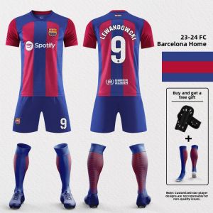 Barcelona Football Kit Messi Number 10 Sports Competition Training Set for Children Male Team Uniform Short Style Home Match