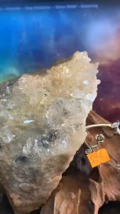 Bụi thạch anh tinh thể Lemurian tóc đen Tourmaline AAA tán sắc năng lượng vũ trụ 594