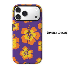 Hibiscus Flat Floral Phone Case for iPhone 18 17 16 15 14 13 12 11 Air Pro Max Plus Double-layer Cover