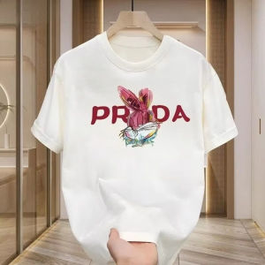 Printed Cotton Short-sleeved T-shirt A Fashionable Half-sleeved Autumn and Winter Top for Women