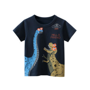 Summer Childrens Short Sleeve T-Shirt Pure Cotton Dinosaur Cartoon Print Baby Clothes 2025 New Style Breathable Casualwear