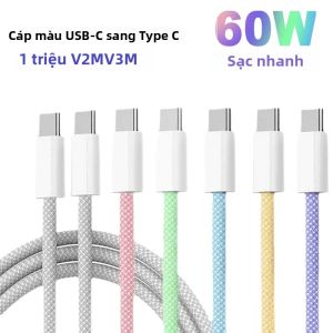 Cáp Sạc Nhanh USB-C Sang Type-C 60W PD Chất Liệu Nylon Dệt Màu Dành Cho Apple iPhone 15 Samsung Huawei Xiaomi