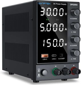 WANPTEK | Nguồn Cấp Điện DC 30V 0-10A Có Thể Điều Chỉnh Với Núm Mã Hóa Điều Chỉnh Thô Và Tinh Nguồn Điện Để Bàn Với Cổng Sạc USB & Type-C
