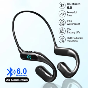 kebidumei | KEBIDUMEI Open Ear Bluetooth 6.0 Headphones Neckband Headsets TWS Wireless Earphones Sport HiFi Stereo Noise Reduction Earbuds