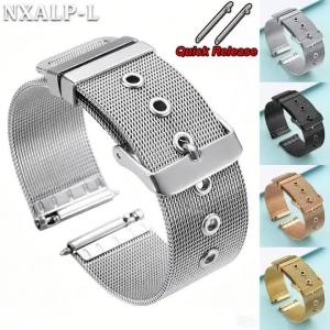Dây Đeo Đồng Hồ Milanese Mesh Loop 04mm Dây Đeo Bằng Thép Không Gỉ Tháo Nhanh 18mm-22mm Chiều Rộng 15mm Độ Dày Cho Đồng Hồ DW Omega