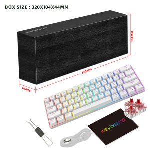 HXSJ | 61 Keys Mini Mechanical Gaming Keyboard Colorful RGB Backlit Red Switch Type C Hot-swap Keyboard for PC Desktop Laptop Gamer