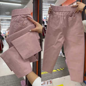 Thin Cotton Small Baggy Pants Womens Casual 24 Summer Middle-Aged and Elderly Tall Cropped Harem Pants Fashion Breathable