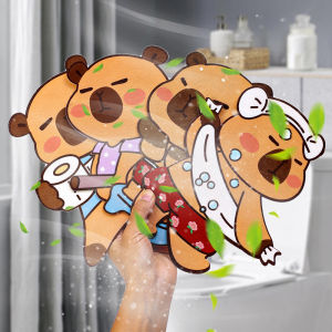 4Pcs Capybara Deodorant Sticker Bathroom Toilet Lid Decals Deodorant Self-Adhesive Odor Removal Sticker Bathroom Living Room Decor
