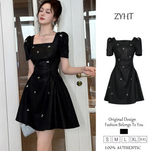 ZYHT ชุดเดรสผู้หญิงชุดเดรสทรงสูงชุดสีดำชุดทำงานโพลีเอสเตอร์ชุดเดรสไปงานชุดเดรสแต่งงานหรูชุดเดรสปาร์ตี้ชุดราตรี21666