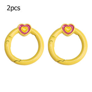 2pcs Of Alloy Oil Dripping Dual Color Heart-shaped Spring Buckle Keychain Clip Hook Chain DIY Jewelry Buckle Connector