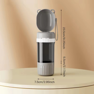 2-in-1 Leakproof Pet Bottle: 400ml Water + 180ml Food | On-the-Go Dog/Cat Travel Bowl for Hiking/Camping | Compact Dual Storage