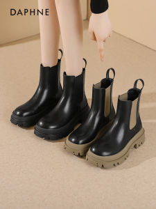 Daphne Martin Boots Womens 2023 New Autumn Winter Short Boots British Style Thick Bottom Slim Chelsea Boots Tube